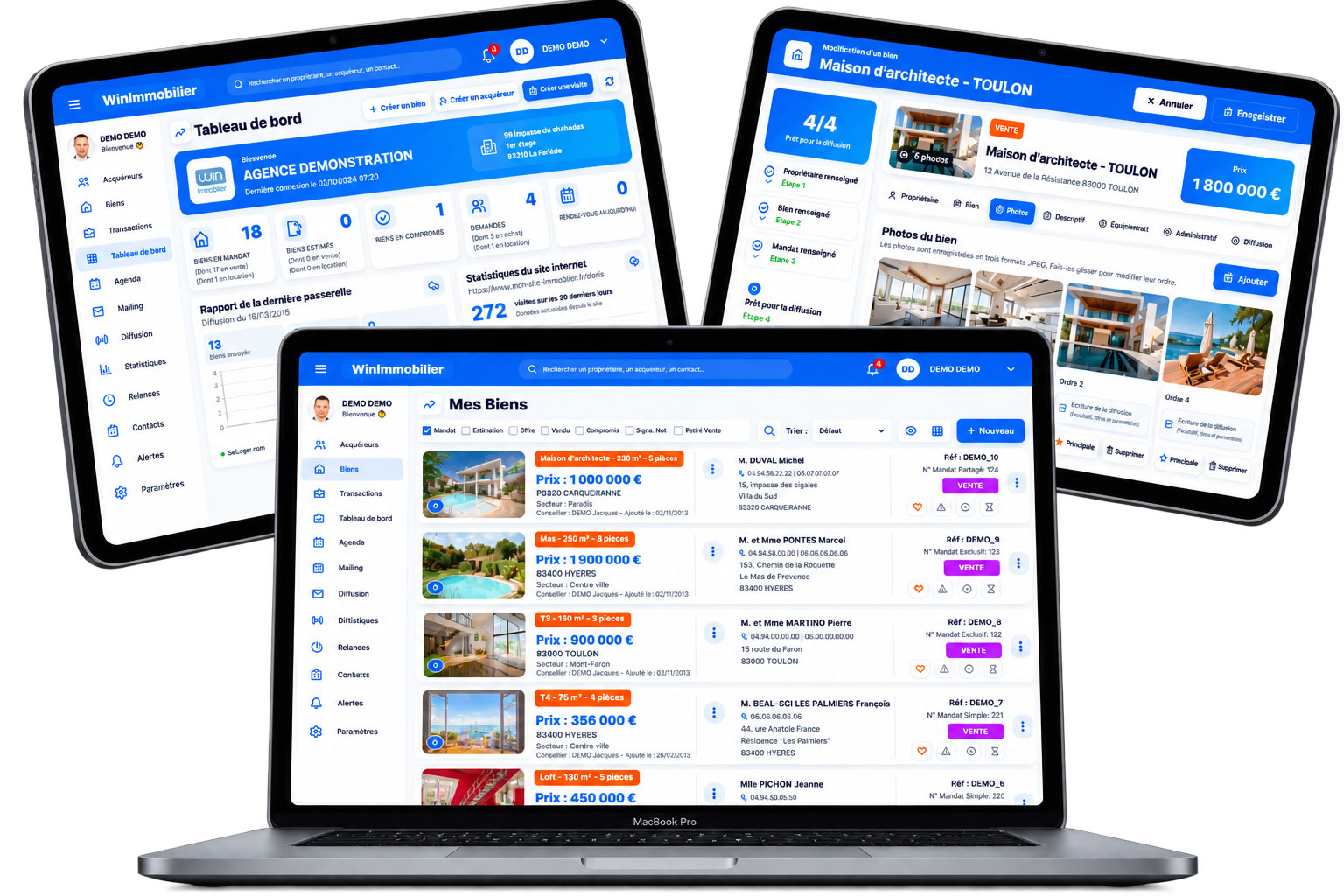 Interface du logiciel immobilier WinImmobilier