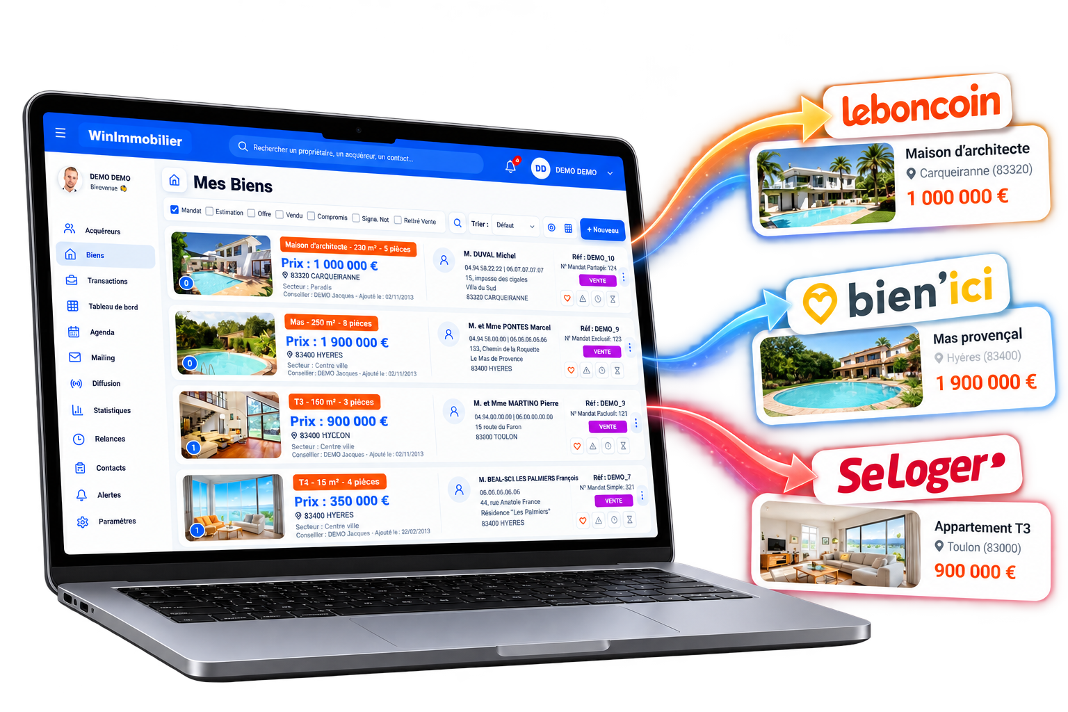 Multidiffusion des annonces depuis WinImmobilier vers leboncoin, Bien’ici et SeLoger