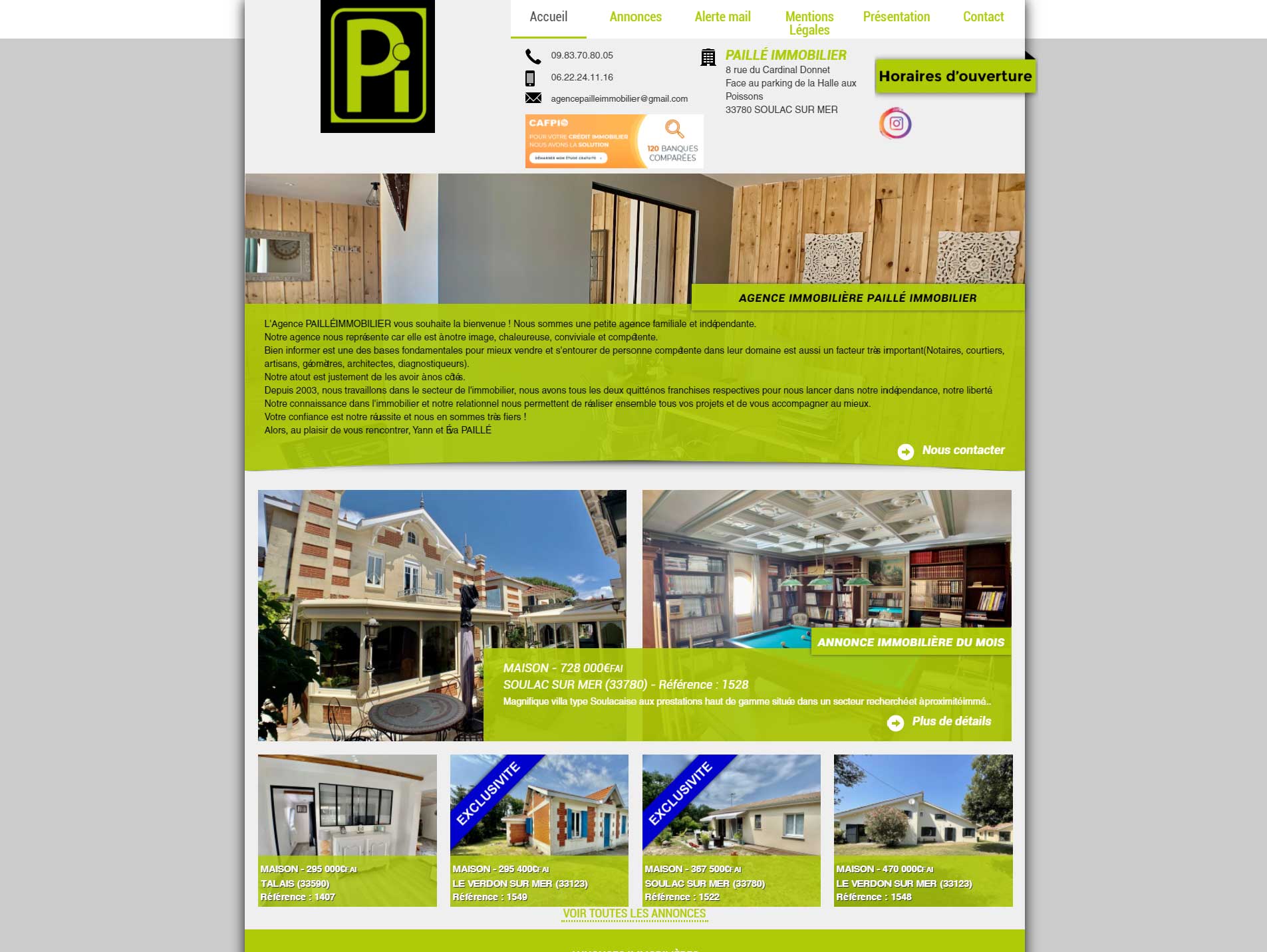 Site immobilier PAILLE Immobilier