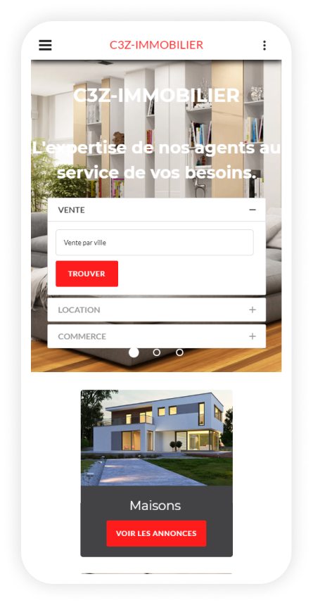 Site immobilier responsive sur mobile